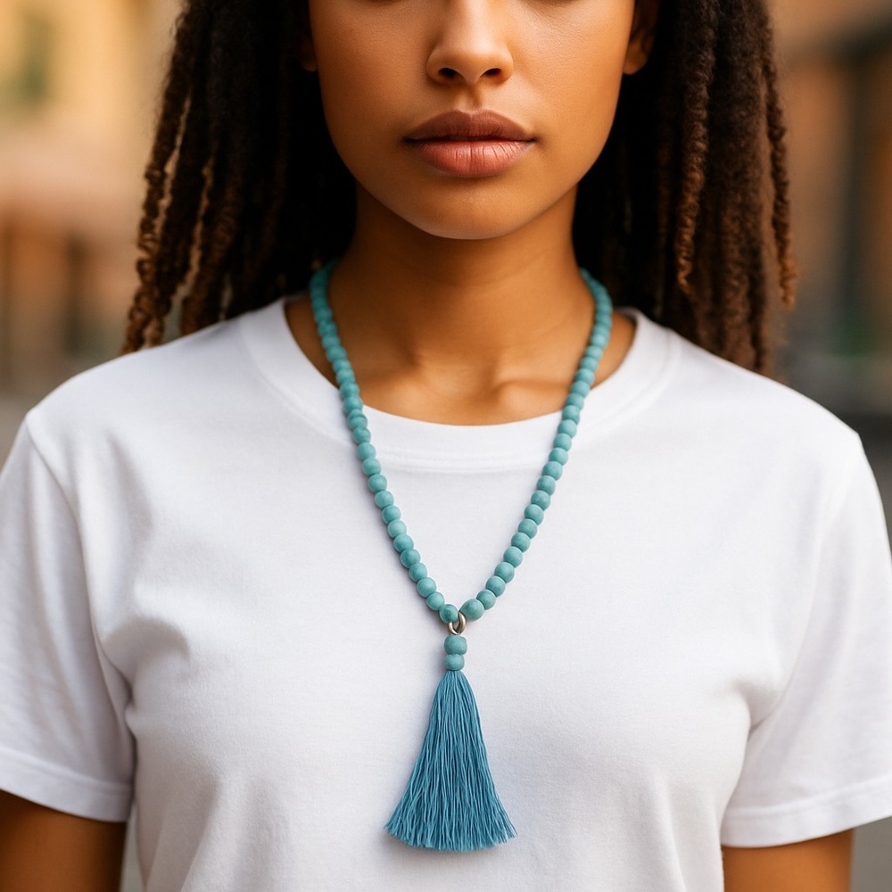 Tourquoise Awaken Your Creativity Energy Semi Precious Long Adjustable Necklace